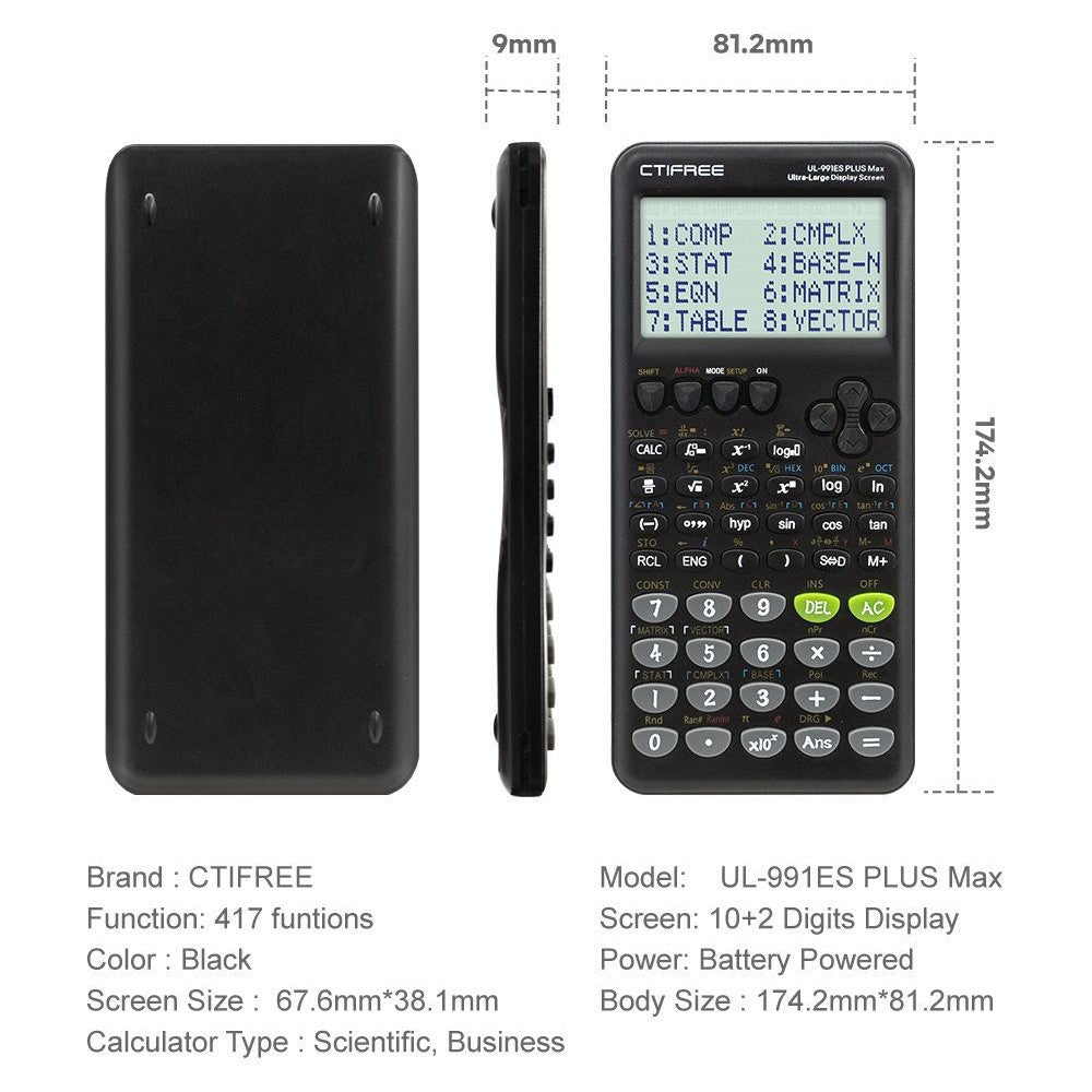 Advanced Scientific Calculator with 417 Functions & Large Natural Textbook Display(black) V888-ELOSUNG35822