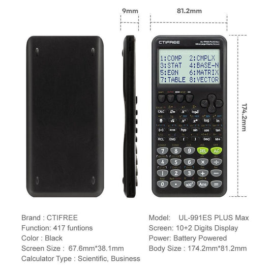 Advanced Scientific Calculator with 417 Functions & Large Natural Textbook Display(black) V888-ELOSUNG35822