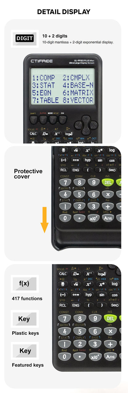 Advanced Scientific Calculator with 417 Functions & Large Natural Textbook Display(black) V888-ELOSUNG35822