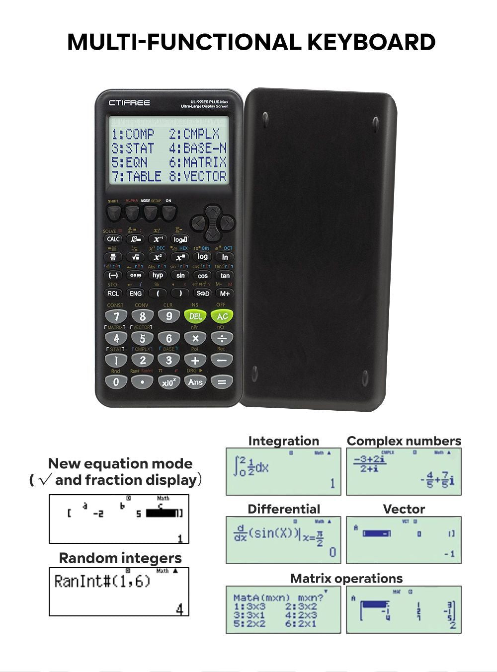 Advanced Scientific Calculator with 417 Functions & Large Natural Textbook Display(silver) V888-ELOSUNG35823