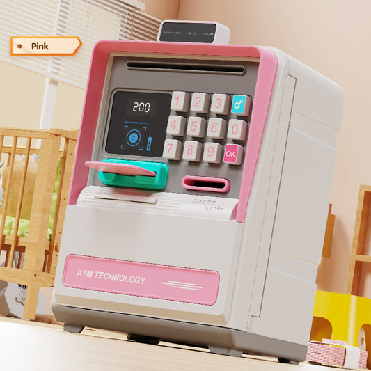 Kids Electronic ATM Piggy Bank with Simulated Facial Recognition & Password - Auto Roll-in Banknote & Coin V888-ELOSUNG35826