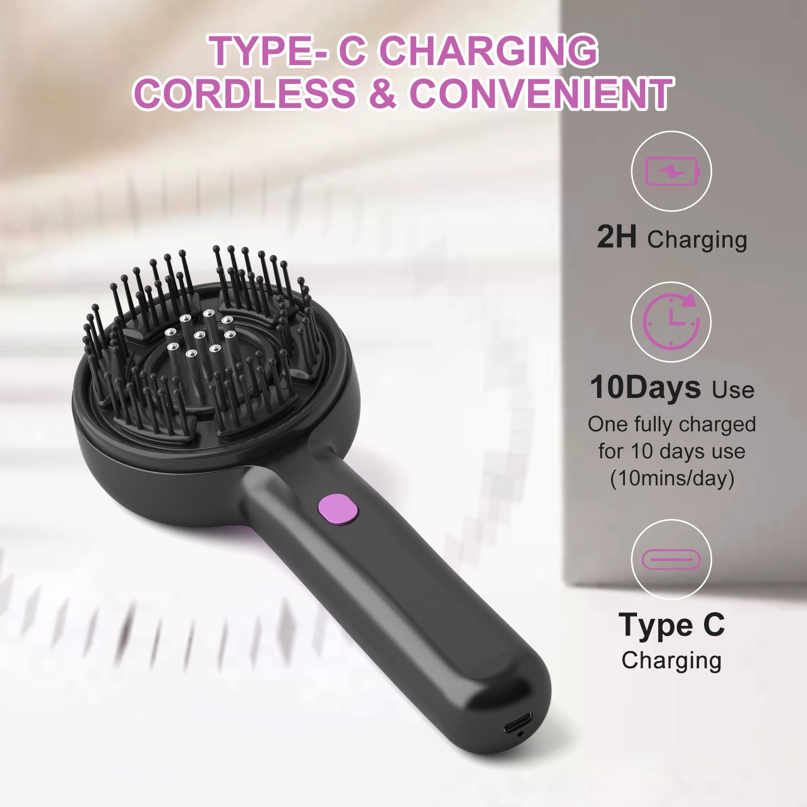 Electric Scalp Massager & Essential Oil Applicator Brush - 360 Kneading, 3 Modes, USB-C Rechargeable(red) V888-ELOSUNG35829