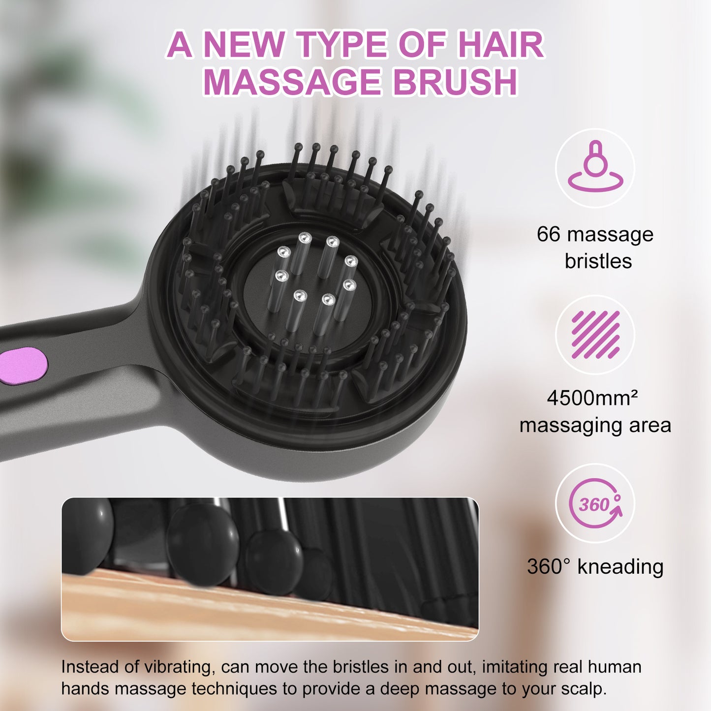 Electric Scalp Massager & Essential Oil Applicator Brush - 360 Kneading, 3 Modes, USB-C Rechargeable(red) V888-ELOSUNG35829