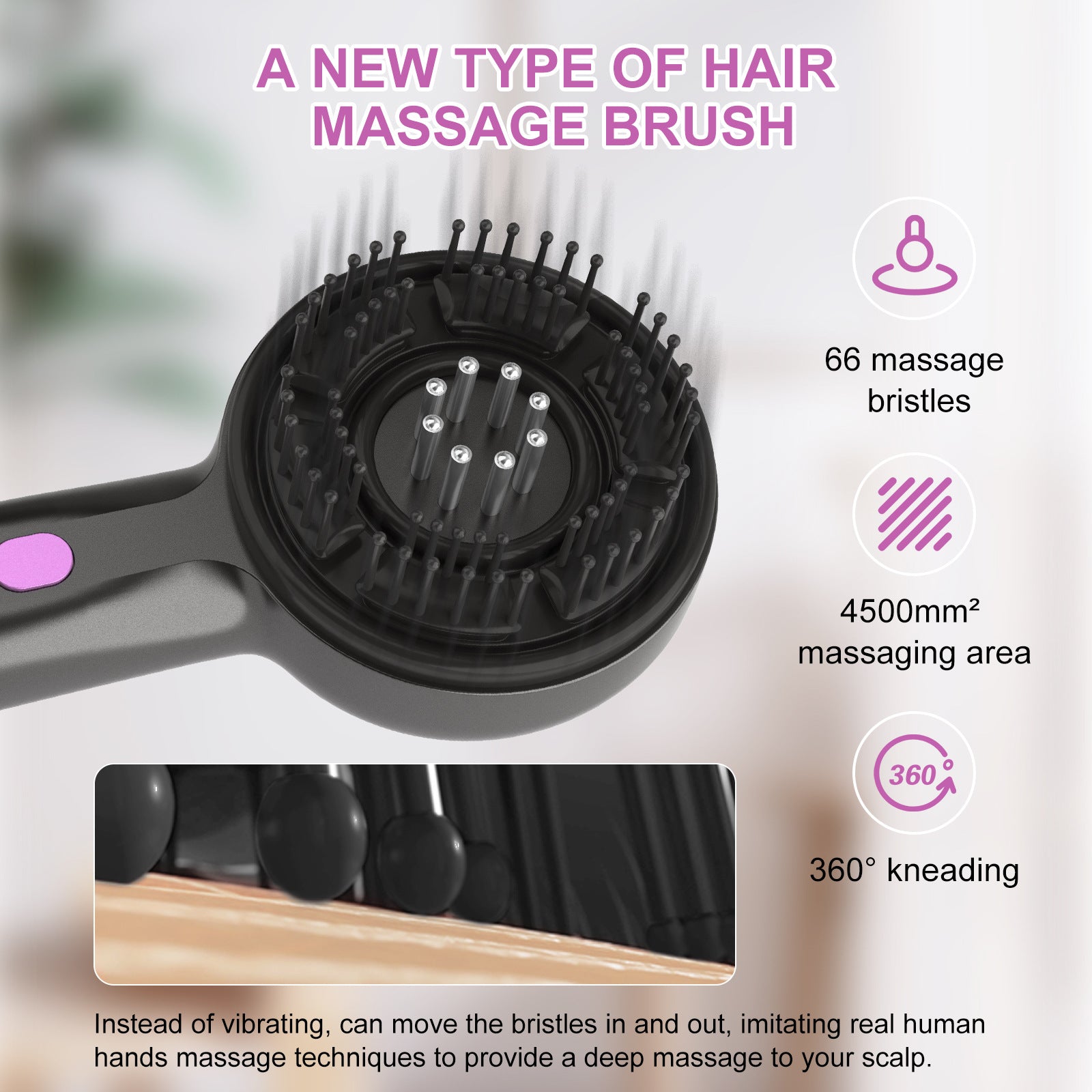 Electric Scalp Massager & Essential Oil Applicator Brush - 360 Kneading, 3 Modes, USB-C Rechargeable(red) V888-ELOSUNG35829