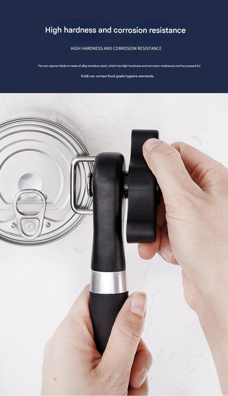2pc Multifunctional Safe-Cut Can Opener - Smooth Edge, Ergonomic Handle(black) V888-ELOSUNG35832