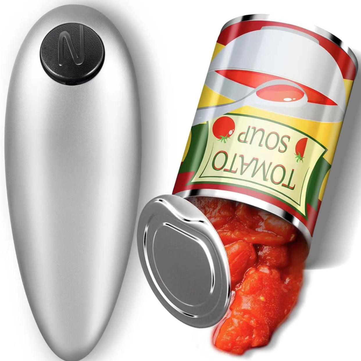 2pc One-Touch Electric Can Opener - Automatic Hands-Free Operation with Safety Smooth Edge(silver) V888-ELOSUNG35833