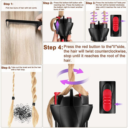 Automatic Hair Braiding Tool - Bi-Directional Rotation, Quick Twist Styling for Braids & Handmade V888-ELOSUNG35836
