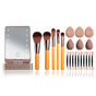 All-in-One Portable Makeup Brush Kit with LED Mirror Travel Case, Sponges & Applicators(pink) V888-ELOSUNG35838
