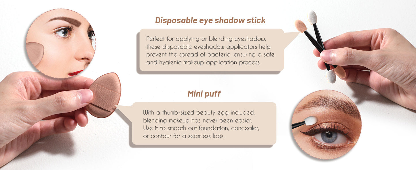 All-in-One Portable Makeup Brush Kit with LED Mirror Travel Case, Sponges & Applicators(pink) V888-ELOSUNG35838