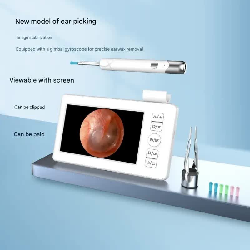 All-in-One Wireless Visual Ear Cleaner Kit with 4.3" IPS Display Screen(white) V888-ELOSUNG35839