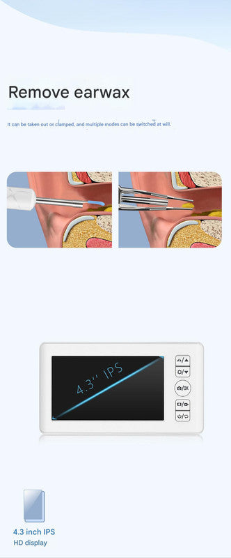 All-in-One Wireless Visual Ear Cleaner Kit with 4.3" IPS Display Screen(white) V888-ELOSUNG35839