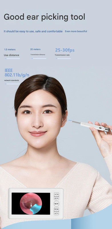 All-in-One Wireless Visual Ear Cleaner Kit with 4.3" IPS Display Screen(white) V888-ELOSUNG35839