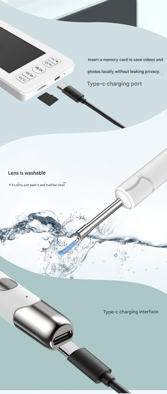 All-in-One Wireless Visual Ear Cleaner Kit with 4.3" IPS Display Screen(white) V888-ELOSUNG35839