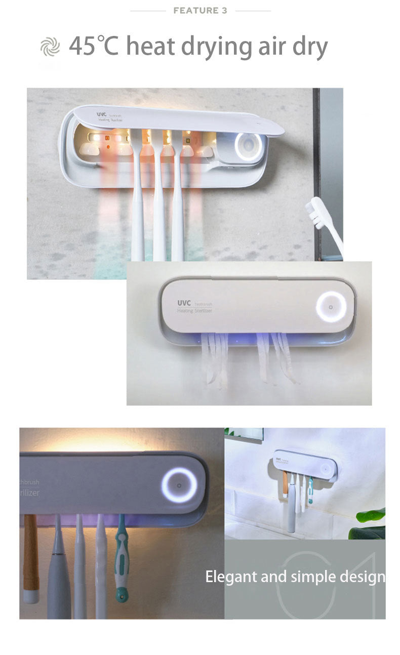 Smart UVC Toothbrush Sterilizer & Holder with Heat Drying, Radar Sensor Night Light(white) V888-ELOSUNG35840