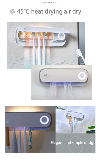 Smart UVC Toothbrush Sterilizer & Holder with Heat Drying, Radar Sensor Night Light(white) V888-ELOSUNG35840