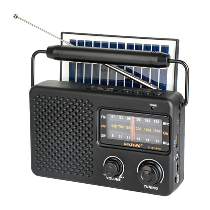 Portable Solar Powered 3-Band AM/FM/SW Radio with Bluetooth Speaker & Multiple Charging Options(black) V888-ELOSUNG35842