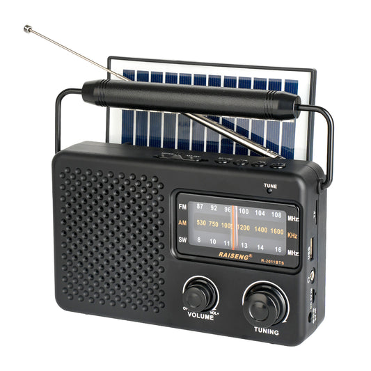 Portable Solar Powered 3-Band AM/FM/SW Radio with Bluetooth Speaker & Multiple Charging Options(black) V888-ELOSUNG35842