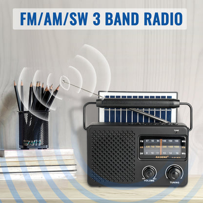 Portable Solar Powered 3-Band AM/FM/SW Radio with Bluetooth Speaker & Multiple Charging Options(black) V888-ELOSUNG35842