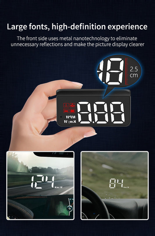 Compact OBD2 Car Head-Up Display (HUD) - Digital Speedometer with 5 Alarm Functions & Adaptive V888-ELOSUNG35849