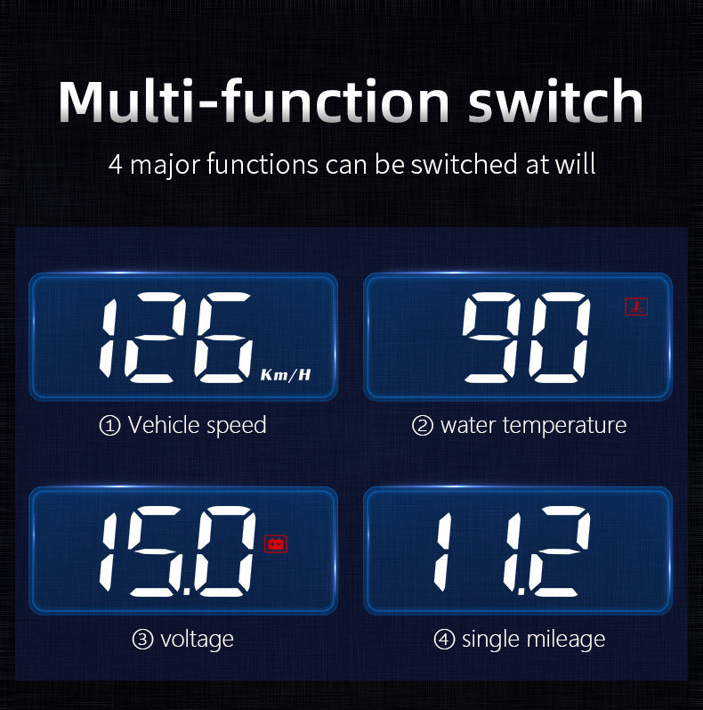 Compact OBD2 Car Head-Up Display (HUD) - Digital Speedometer with 5 Alarm Functions & Adaptive V888-ELOSUNG35849