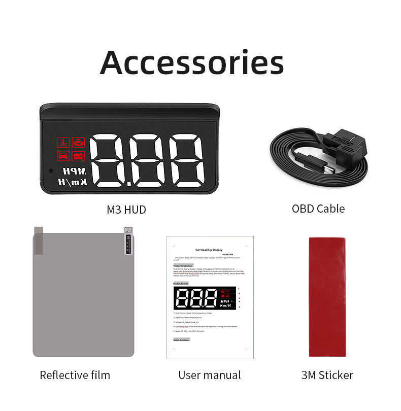Compact OBD2 Car Head-Up Display (HUD) - Digital Speedometer with 5 Alarm Functions & Adaptive V888-ELOSUNG35849