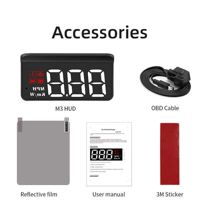 Compact OBD2 Car Head-Up Display (HUD) - Digital Speedometer with 5 Alarm Functions & Adaptive V888-ELOSUNG35849
