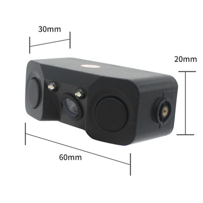 3-in-1 Car Reversing Camera & Parking Sensor System with Monitor - License Plate Frame Mount, Waterproof & V888-ELOSUNG35856
