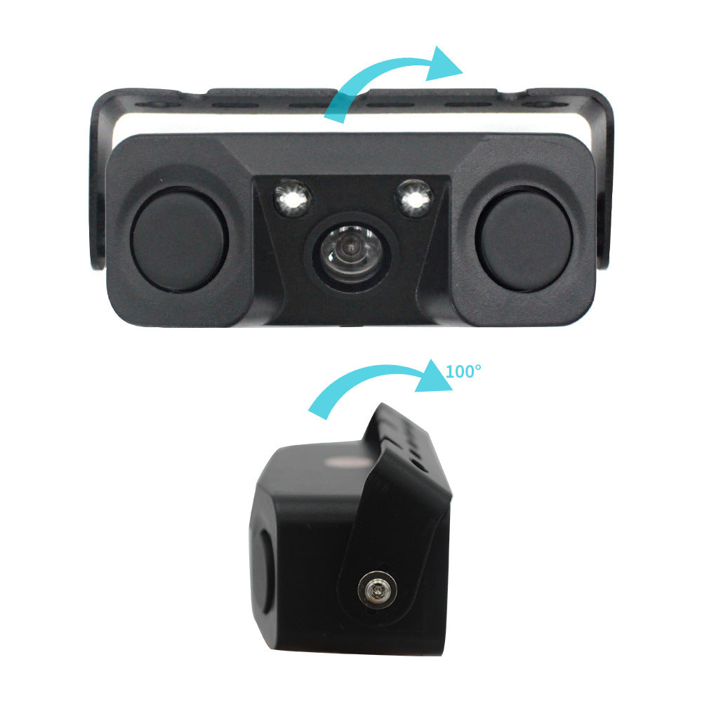 3-in-1 Car Reversing Camera & Parking Sensor System with Monitor - License Plate Frame Mount, Waterproof & V888-ELOSUNG35856