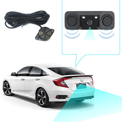 3-in-1 Car Reversing Camera & Parking Sensor System with Monitor - License Plate Frame Mount, Waterproof & V888-ELOSUNG35856