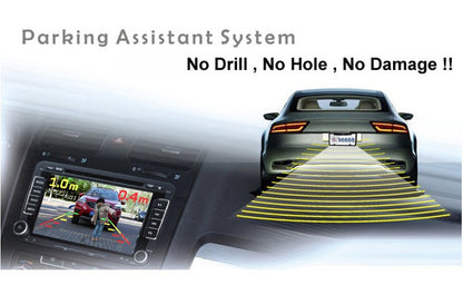 3-in-1 Car Reversing Camera & Parking Sensor System with Monitor - License Plate Frame Mount, Waterproof & V888-ELOSUNG35856