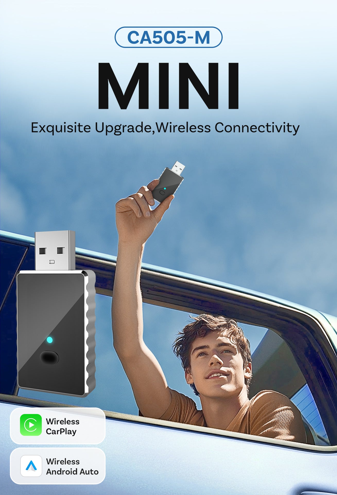 Mini 2-in-1 Wireless CarPlay & Android Auto Adapter - 5GHz WiFi 6, Bluetooth 5.4, Plug & Play Dongle(black) V888-ELOSUNG35857