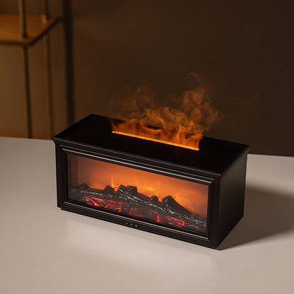 Fireplace Flame Effect Aroma Diffuser & Humidifier with 7-Colour Light, Timer & Remote Control(black) V888-ELOSUNG35858