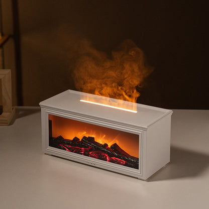 Fireplace Flame Effect Aroma Diffuser & Humidifier with 7-Colour Light, Timer & Remote Control(White) V888-ELOSUNG35859