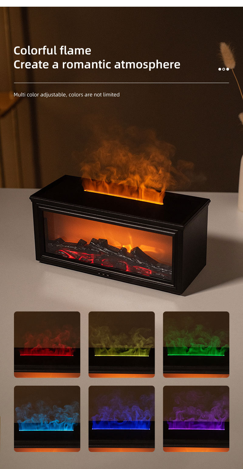 Fireplace Flame Effect Aroma Diffuser & Humidifier with 7-Colour Light, Timer & Remote Control(White) V888-ELOSUNG35859