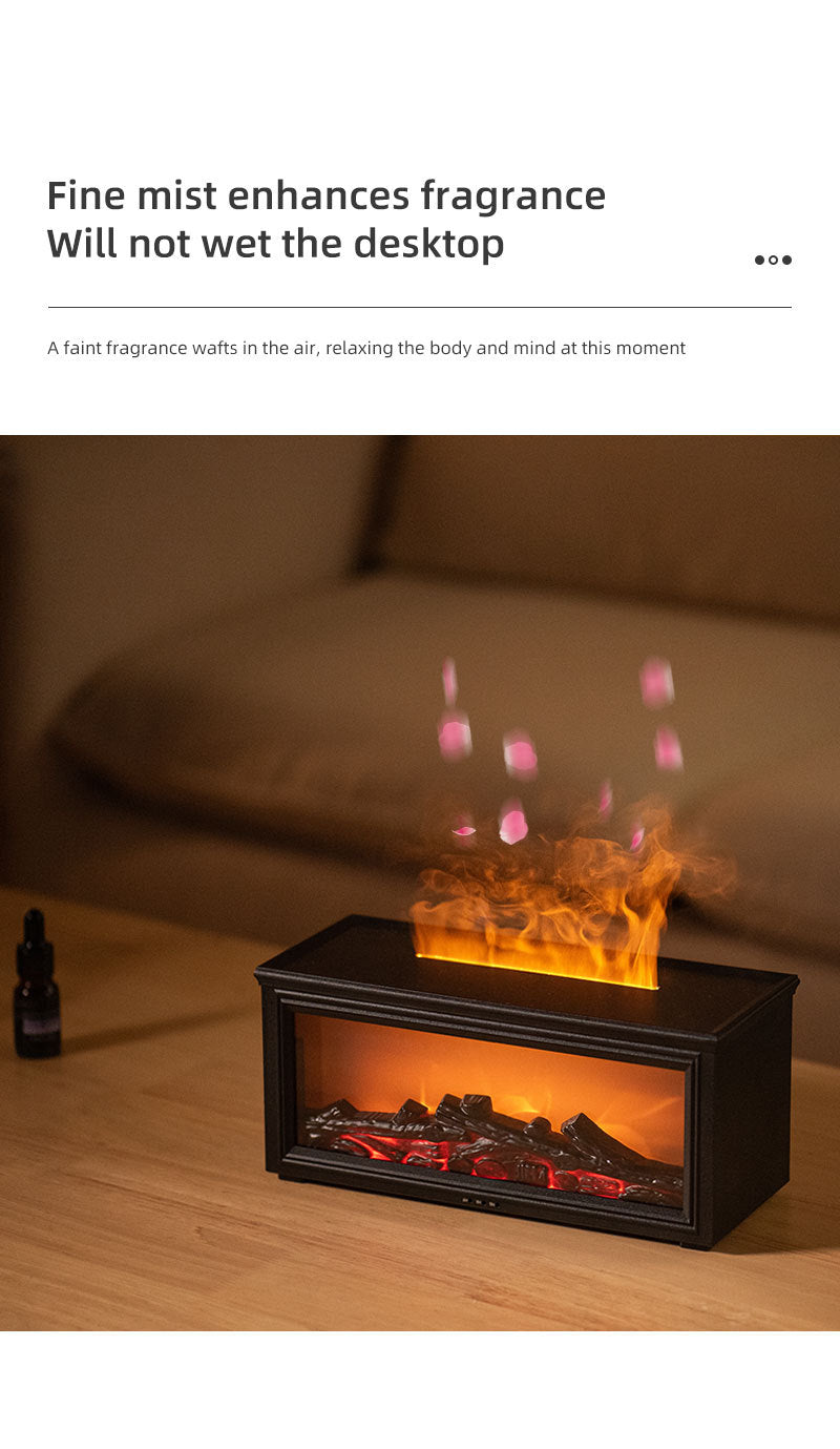 Fireplace Flame Effect Aroma Diffuser & Humidifier with 7-Colour Light, Timer & Remote Control(White) V888-ELOSUNG35859