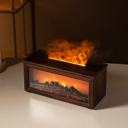Fireplace Flame Effect Aroma Diffuser & Humidifier with 7-Colour Light, Timer & Remote Control(Dark Wood V888-ELOSUNG35860