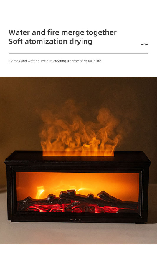 Fireplace Flame Effect Aroma Diffuser & Humidifier with 7-Colour Light, Timer & Remote Control(Dark Wood V888-ELOSUNG35860