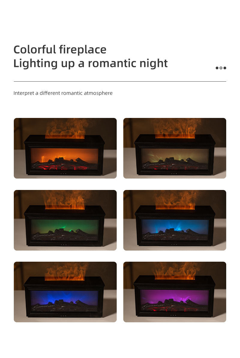 Fireplace Flame Effect Aroma Diffuser & Humidifier with 7-Colour Light, Timer & Remote Control(Dark Wood V888-ELOSUNG35860