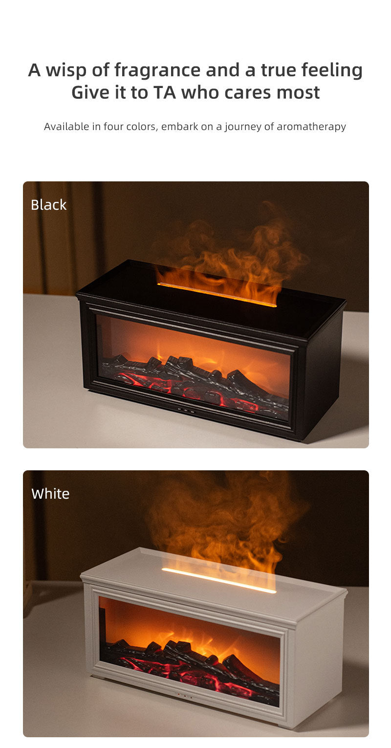 Fireplace Flame Effect Aroma Diffuser & Humidifier with 7-Colour Light, Timer & Remote Control(Dark Wood V888-ELOSUNG35860