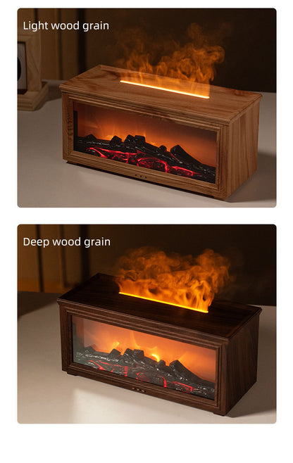 Fireplace Flame Effect Aroma Diffuser & Humidifier with 7-Colour Light, Timer & Remote Control(Dark Wood V888-ELOSUNG35860