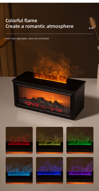 Fireplace Flame Effect Aroma Diffuser & Humidifier with 7-Colour Light, Timer & Remote Control(Light Wood V888-ELOSUNG35861