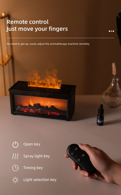 Fireplace Flame Effect Aroma Diffuser & Humidifier with 7-Colour Light, Timer & Remote Control(Light Wood V888-ELOSUNG35861