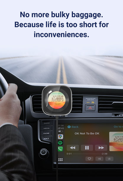 Wireless CarPlay Adapter with 1.6" Multi-Functional Screen, Car Diffuser & 360 Vent Clip(silver) V888-ELOSUNG35862
