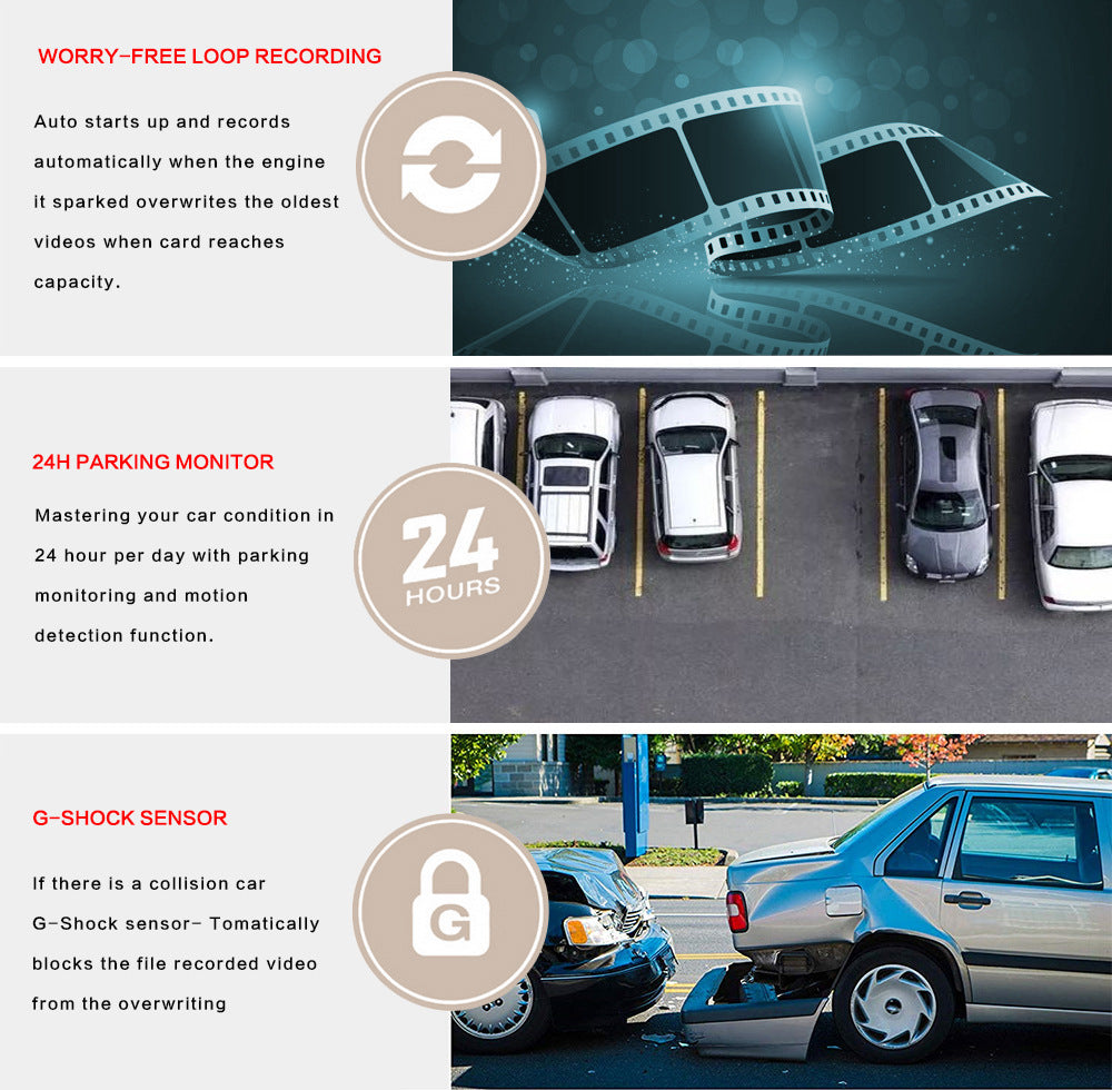 10-Inch Dual Lens Dash Cam Mirror - 1080P FHD Touch Screen Car DVR with Rear Camera, Night Vision & V888-ELOSUNG35863
