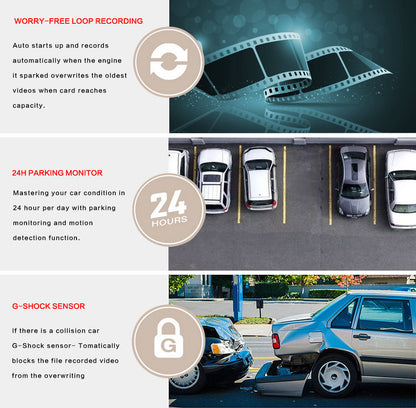 10-Inch Dual Lens Dash Cam Mirror - 1080P FHD Touch Screen Car DVR with Rear Camera, Night Vision & V888-ELOSUNG35863