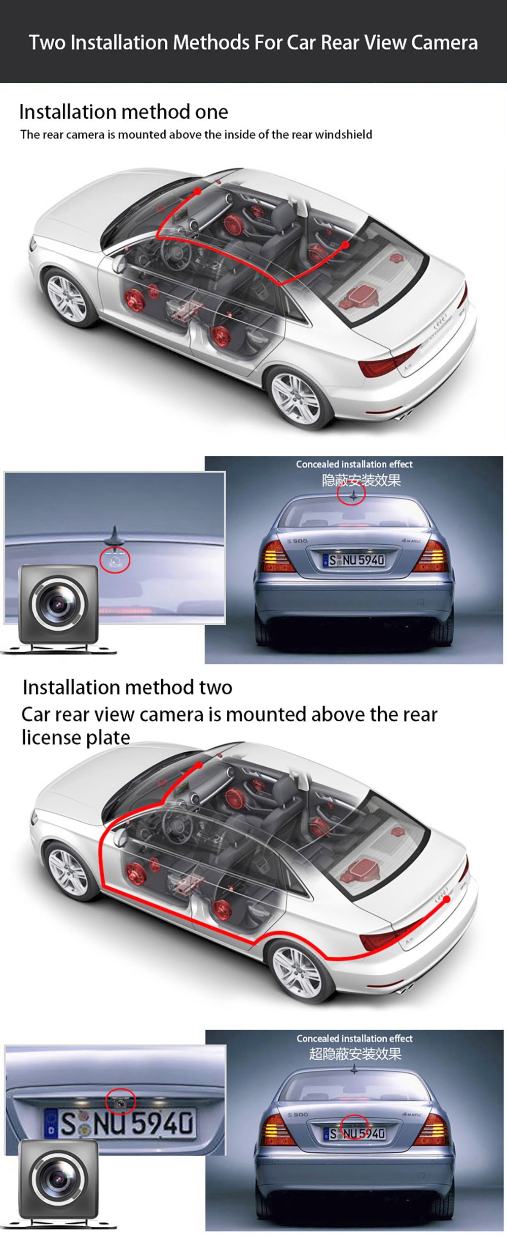 10-Inch Dual Lens Dash Cam Mirror - 1080P FHD Touch Screen Car DVR with Rear Camera, Night Vision & V888-ELOSUNG35863