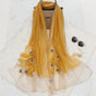 Elegant Butterfly Embroidered Scarf Shawl - Large Soft Silk Blend Wrap for Women(Yellow) V888-ELOSUNG35865