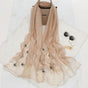Elegant Butterfly Embroidered Scarf Shawl - Large Soft Silk Blend Wrap for Women(Khaki) V888-ELOSUNG35868