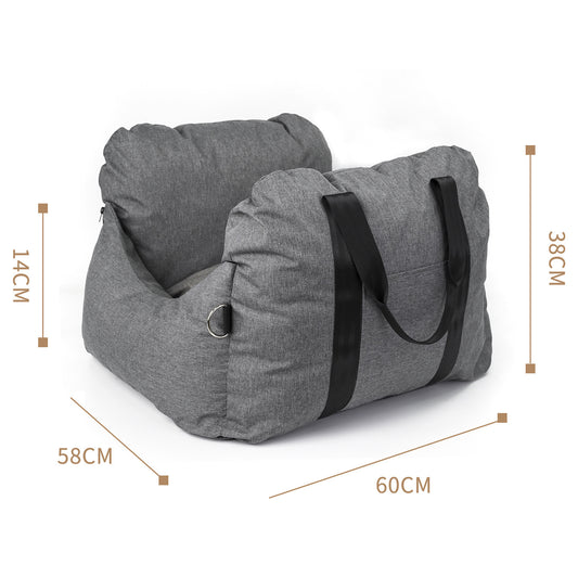 2-in-1 Pet Car Booster Seat & Travel Bed - Removable, Non-Slip, for Small Dogs & Cats(Grey) V888-ELOSUNG35873