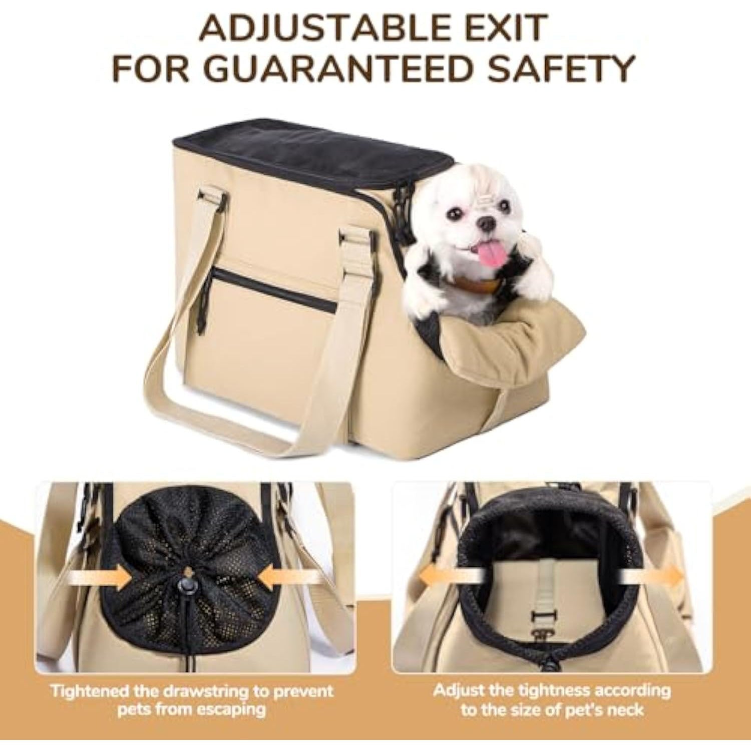 Versatile Pet Carrier Tote Bag for Small Dogs & Cats - Waterproof, Car Seat Function & Adjustable Safety V888-ELOSUNG35880